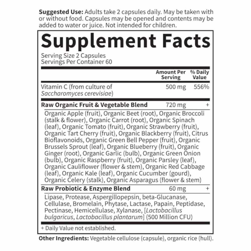 Garden of Life Vitamin Code Raw Vitamin C 120 Vegan Capsules 2