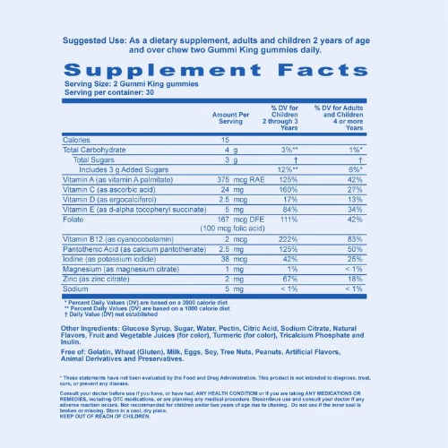 Gummi King Multivitamin Plus Mineral Gummies for Kids – 60 Count  3