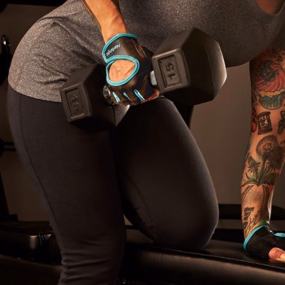 Harbinger Power Gloves for Women – Blue (Size M) | Padded Weightlifting Gloves for Grip, Comfort & Hand Protection 4