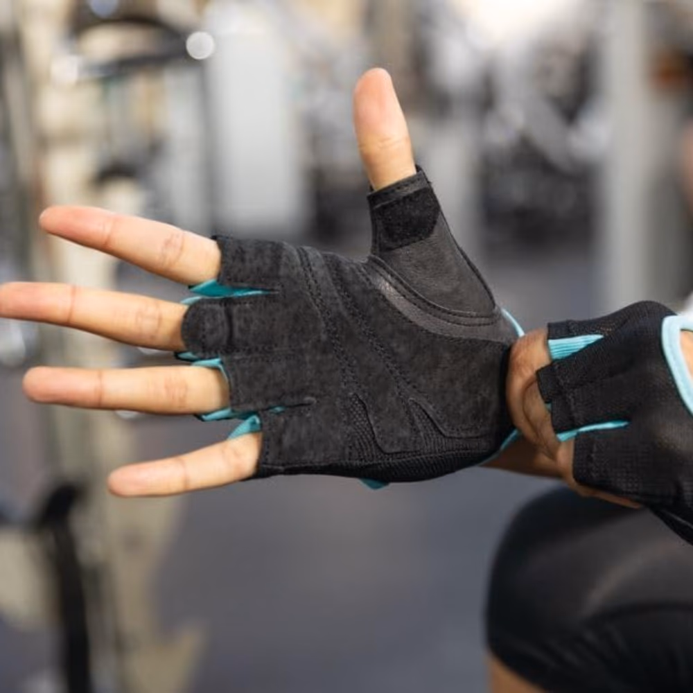Harbinger Power Gloves for Women – Blue (Size M) | Padded Weightlifting Gloves for Grip, Comfort & Hand Protection 3