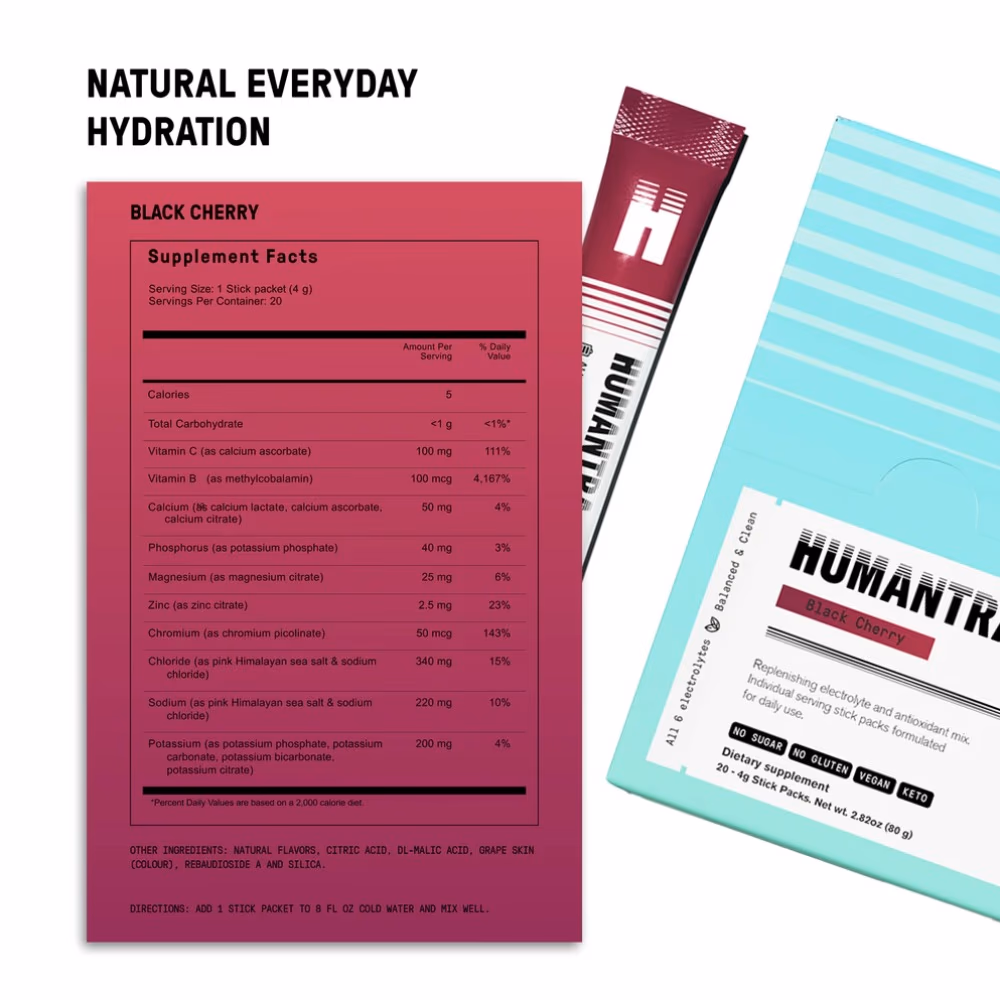 Humantra Electrolyte Powder Black Cherry - 20 Sachets 4