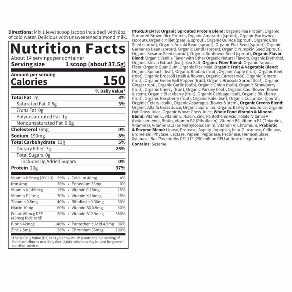 Garden of Life RAW Organic Meal Replacement 1LB Vanilla 4