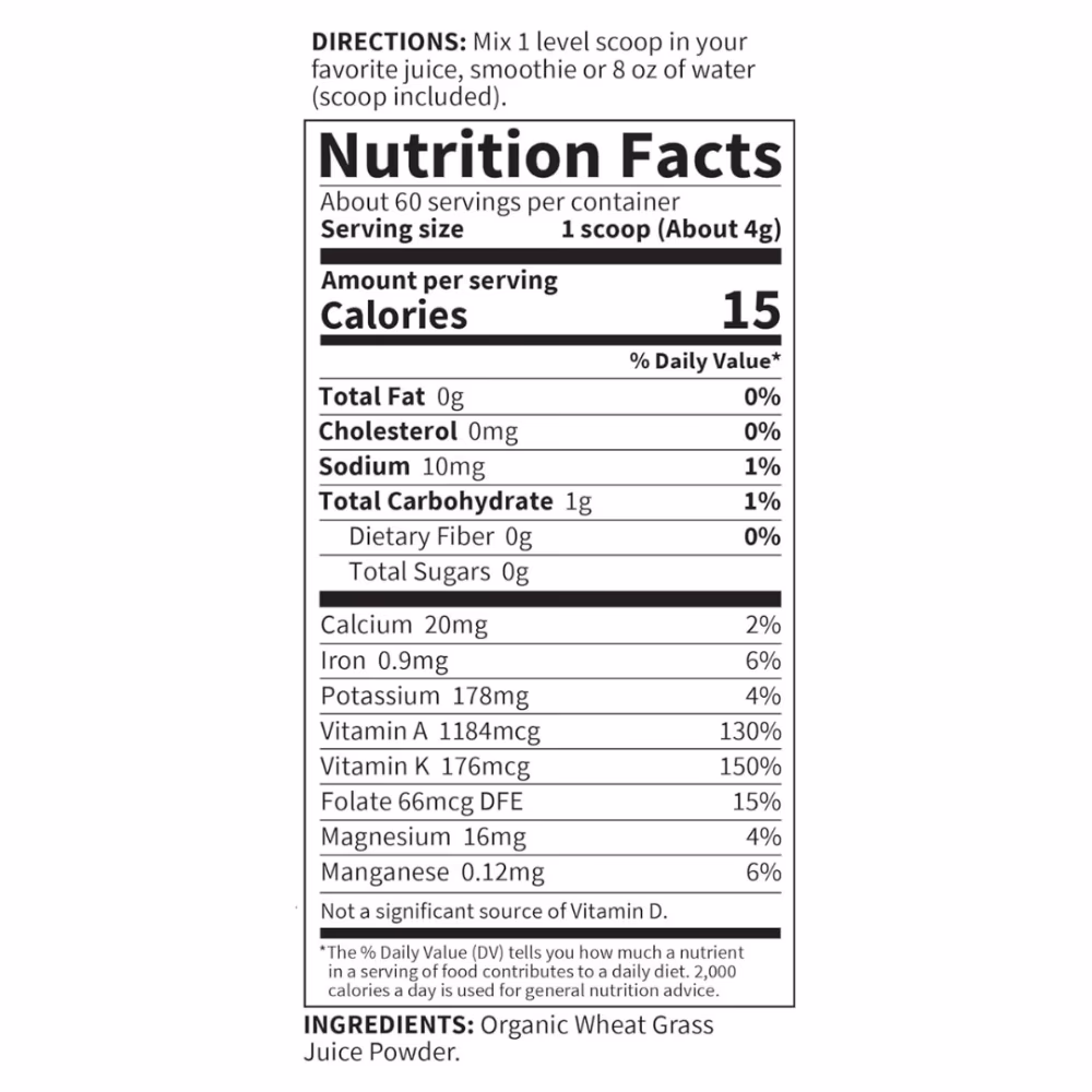 Garden of Life Raw Organic Perfect Food Wheat Grass Juice 240GM - Stevia Free- Unflavoured 2