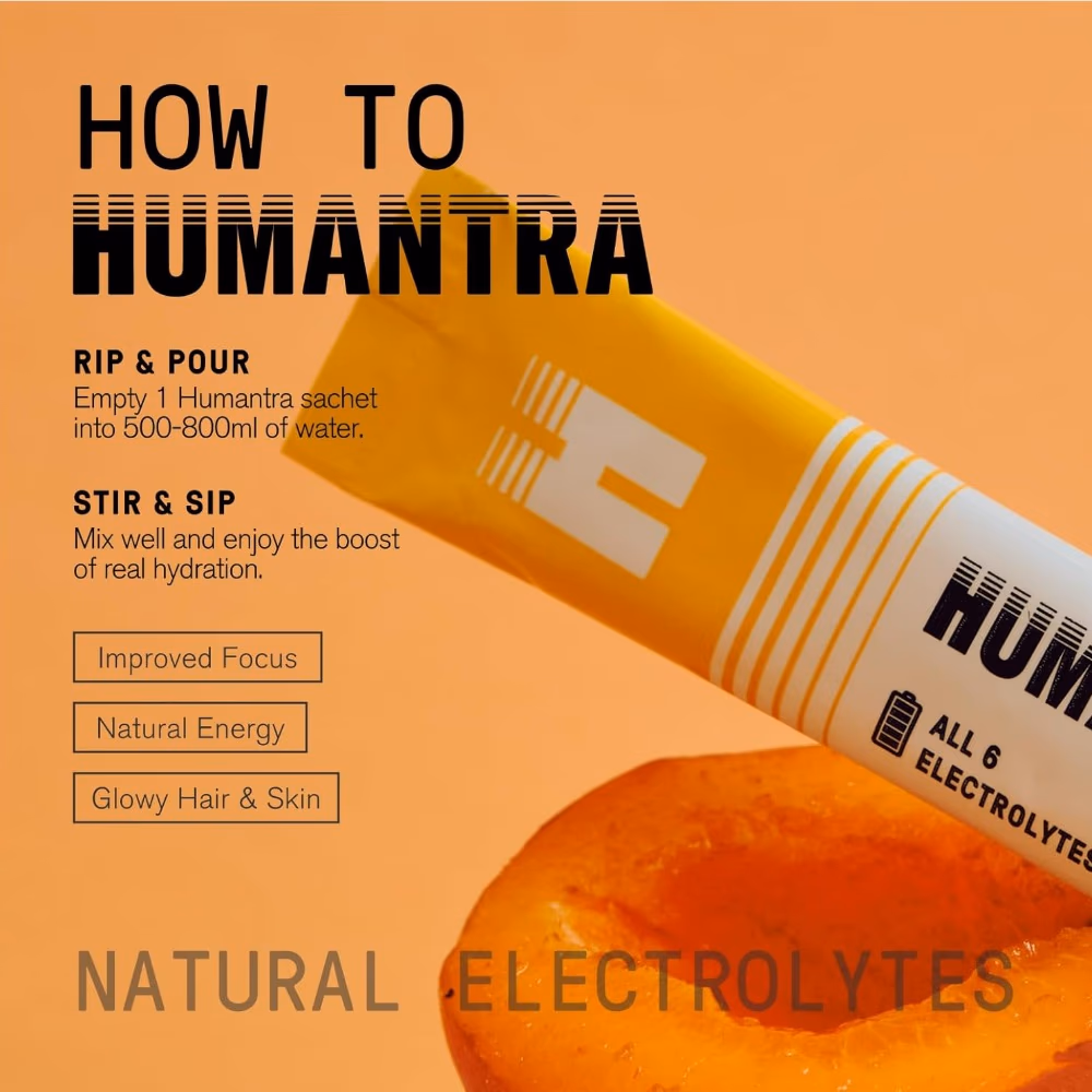 Humantra Electrolyte Powder – Apricot Flavor, 20 Servings | Hydration Support, Electrolyte Balance & Recovery Drink Mix 5