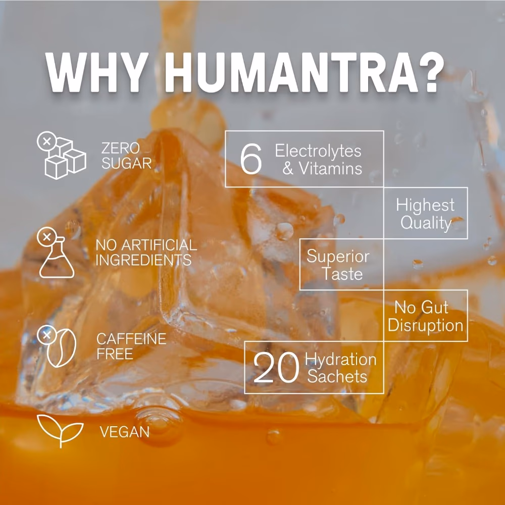 Humantra Electrolyte Powder – Apricot Flavor, 20 Servings | Hydration Support, Electrolyte Balance & Recovery Drink Mix 4