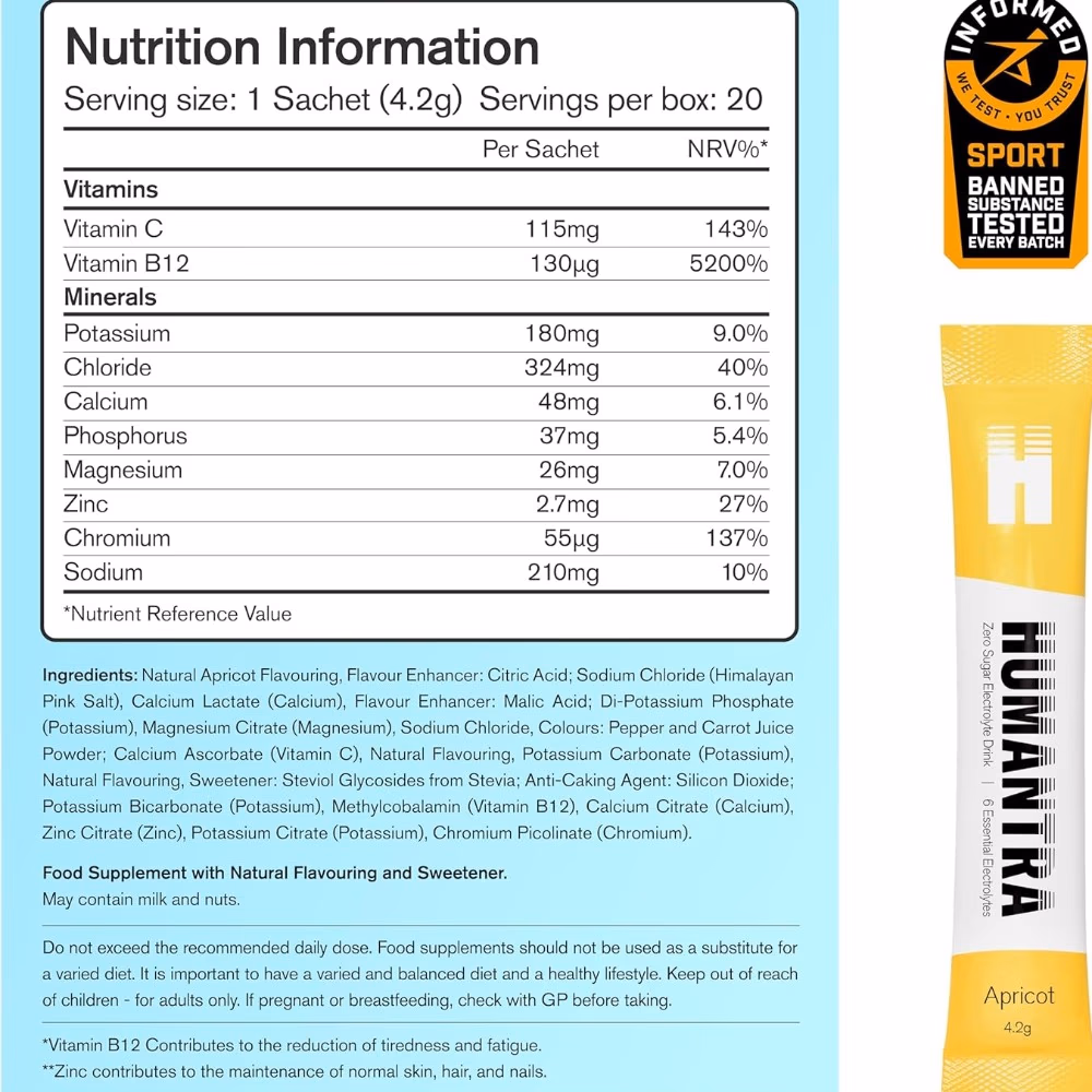 Humantra Electrolyte Powder Apricot- 20 Sachets 5