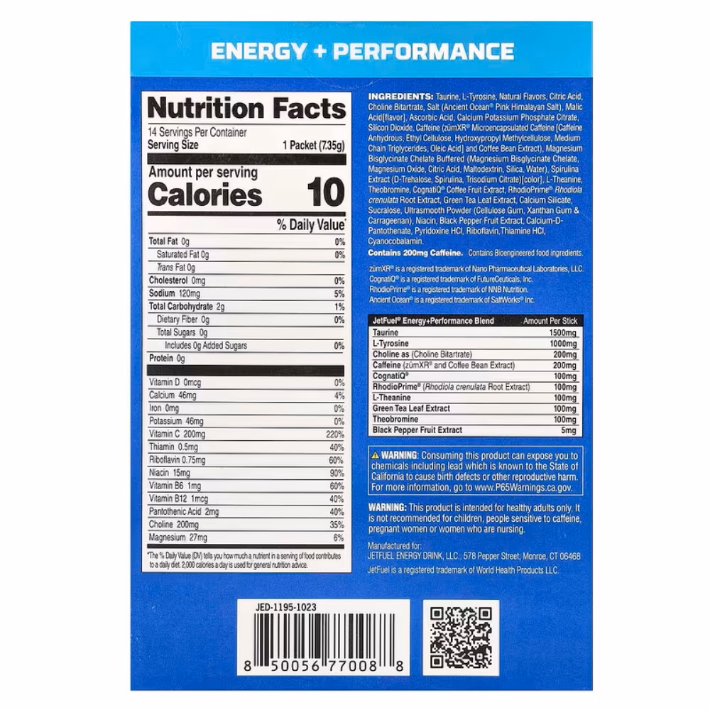 JetFuel Energy Sticks Blue Raspberry - 14 Sachets  3