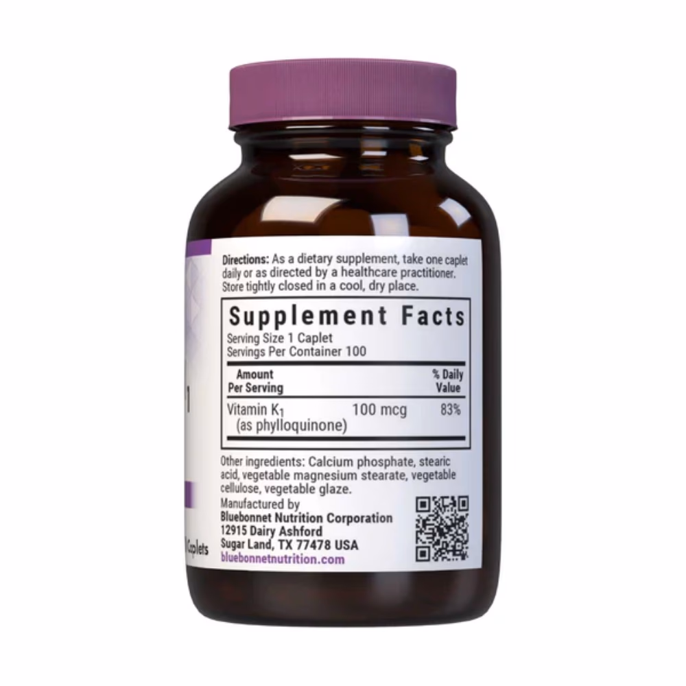 Bluebonnet Vitamin K1 100mcg 100 Caplets 2