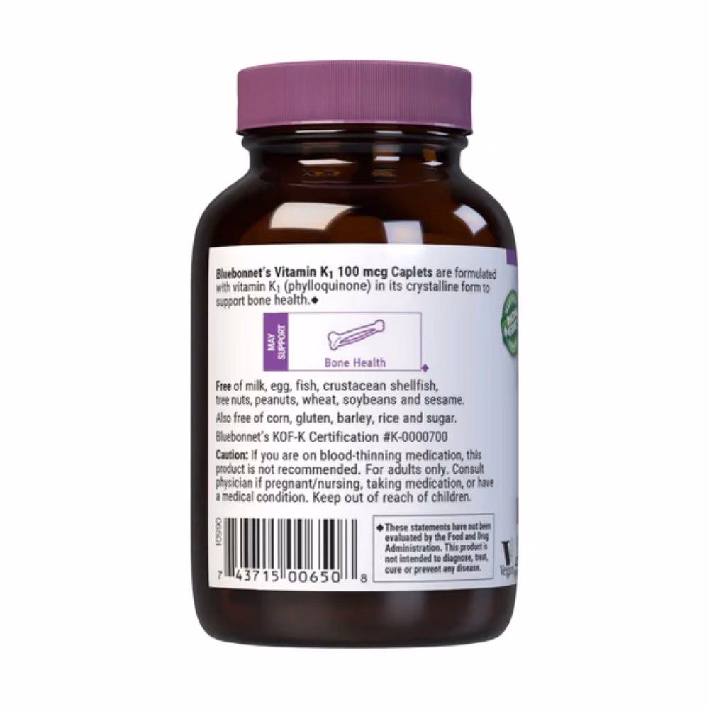 Bluebonnet Vitamin K1 100mcg 100 Caplets 3