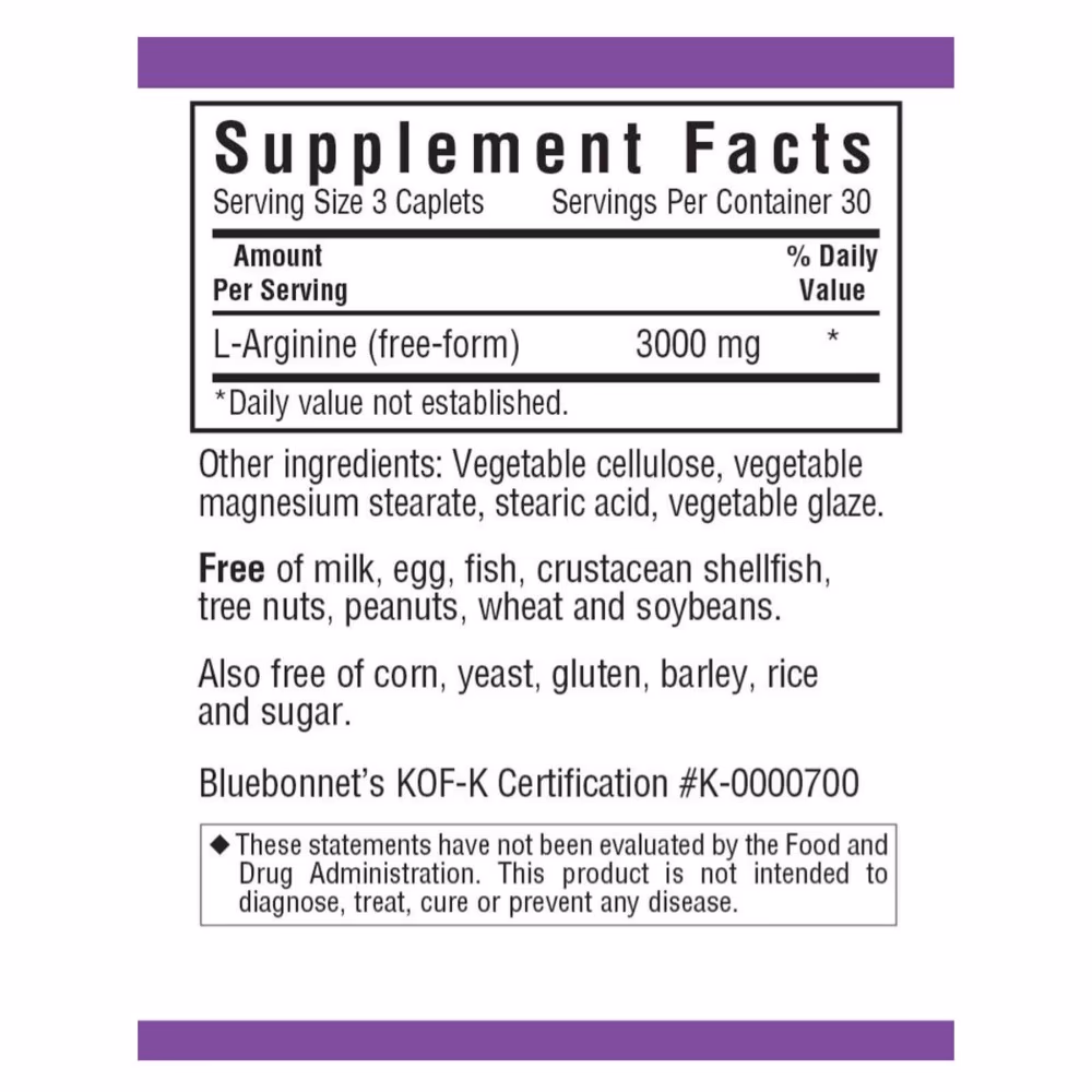 Bluebonnet L Arginine 1000mg 90 Caplets 2