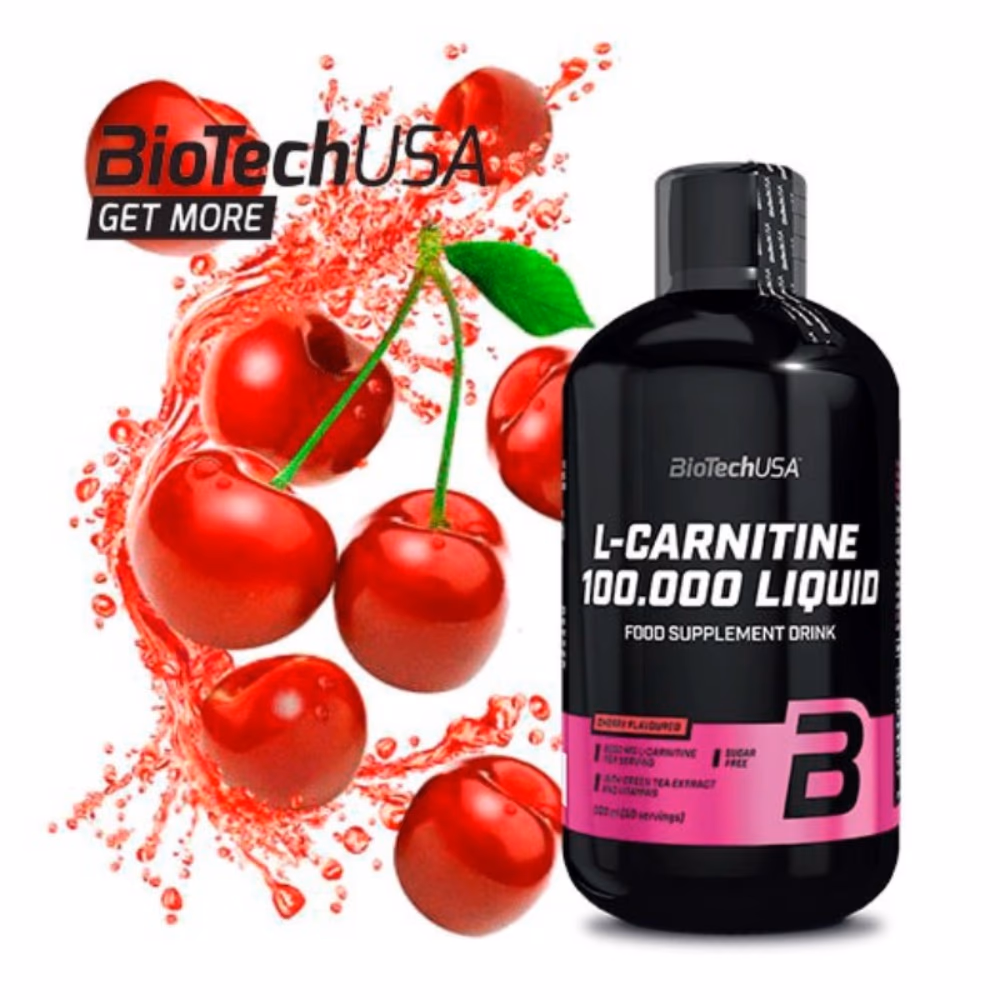 BioTechUSA L-Carnitine 100,000 Liquid Cherry 500ml: High-Dose Liquid Fat Burner with L-Carnitine 4