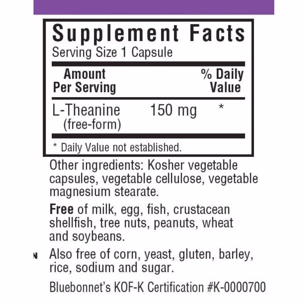 Bluebonnet L Theanine 150mg 30 Veg Capsules 2