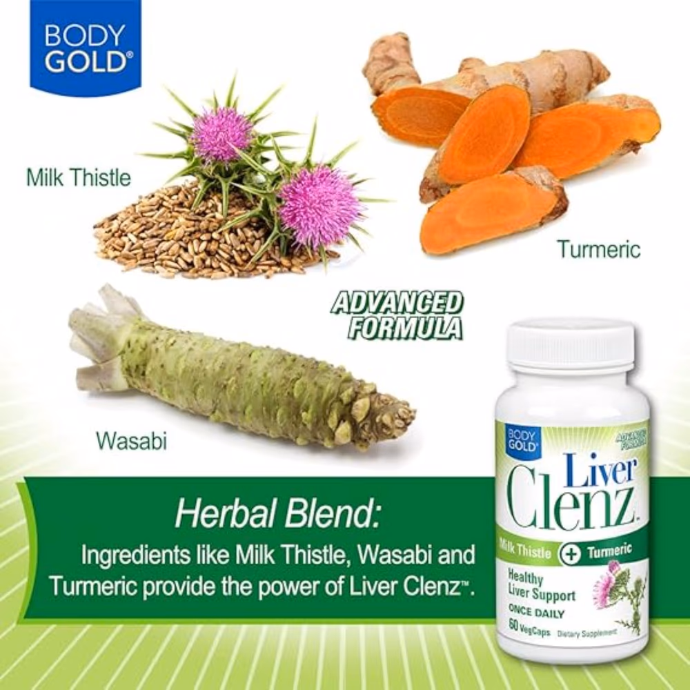 Body Gold Liver Clenz Milk Thistle & Turmeric 60 Veg Caps 4