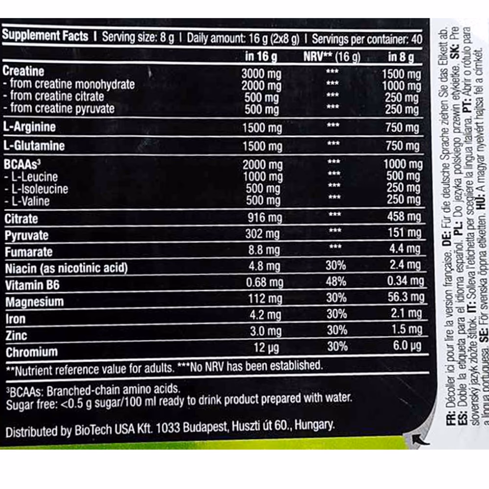 BioTechUSA Crea Zero Orange 320g 2