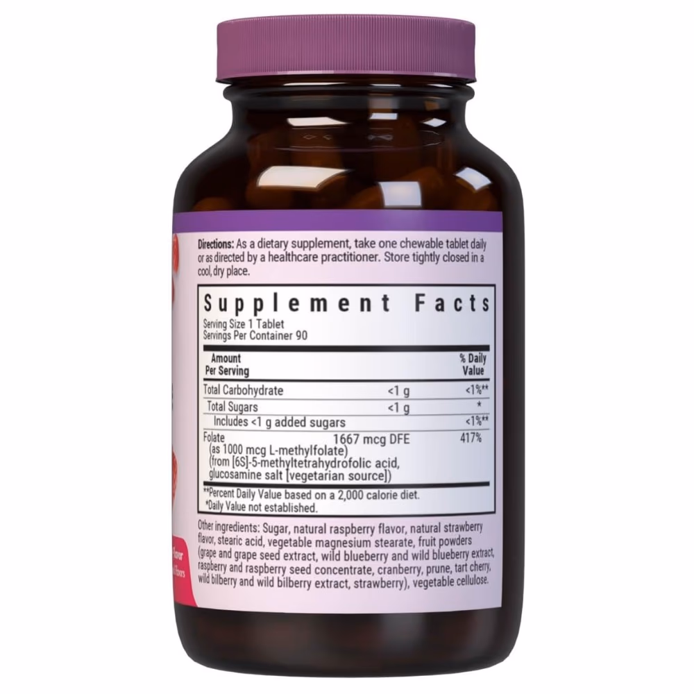 Bluebonnet Methylfolate 1000mcg 90 Chewable Tabs 2