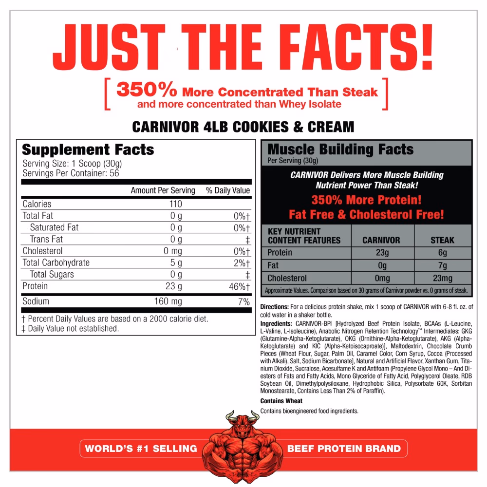 MuscleMeds Carnivor – Cookies & Cream – 4lb | Hydrolyzed Beef Protein Isolate Powder for Muscle Growth & Recovery 5