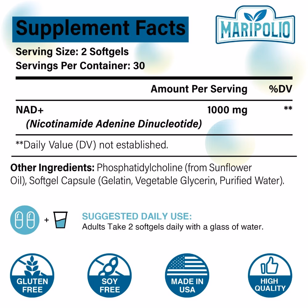 Maripolio Liposomal NAD+ 1000mg 60 Softgels 2