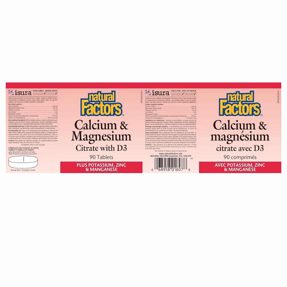 Natural Factors Calcium & Magnesium Citrate with Vitamin D3 90s 2