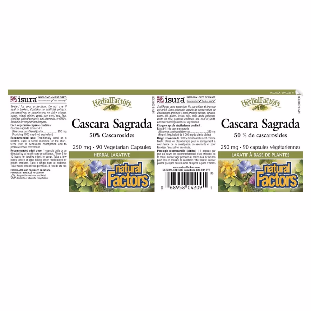 Natural Factors Cascara Sagrada 250mg 90s 2