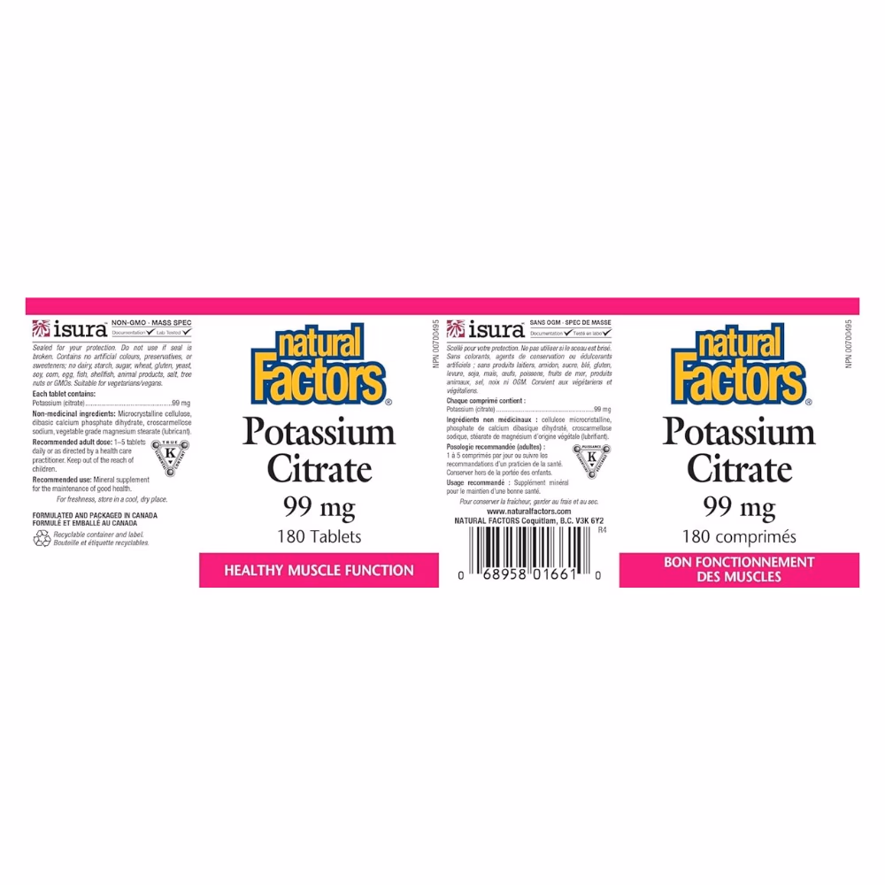 Natural Factors Potassium Citrate 99mg 180s 2