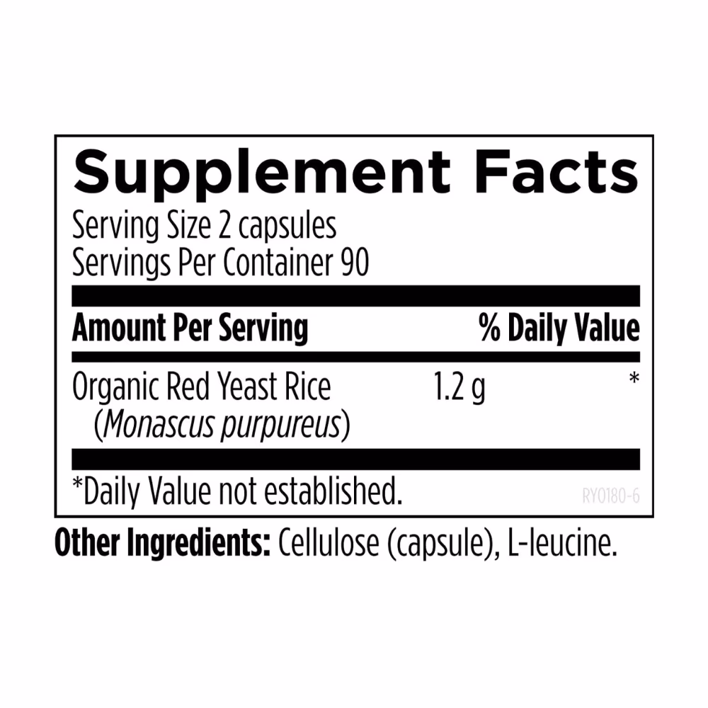 Nature's Answer Red Yeast Rice 600mg 90 Veg Caps 3