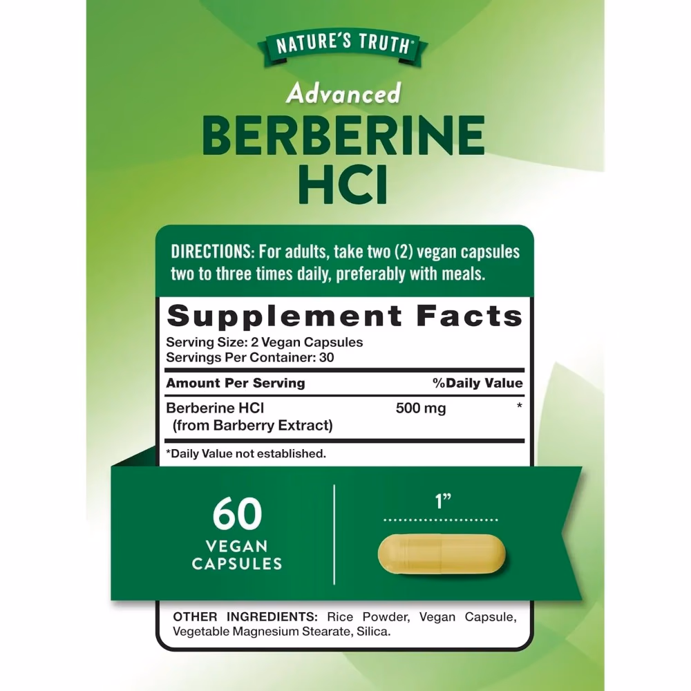 Natures Truth Advanced Berberine HCI 500Mg - 60 Capsules 4