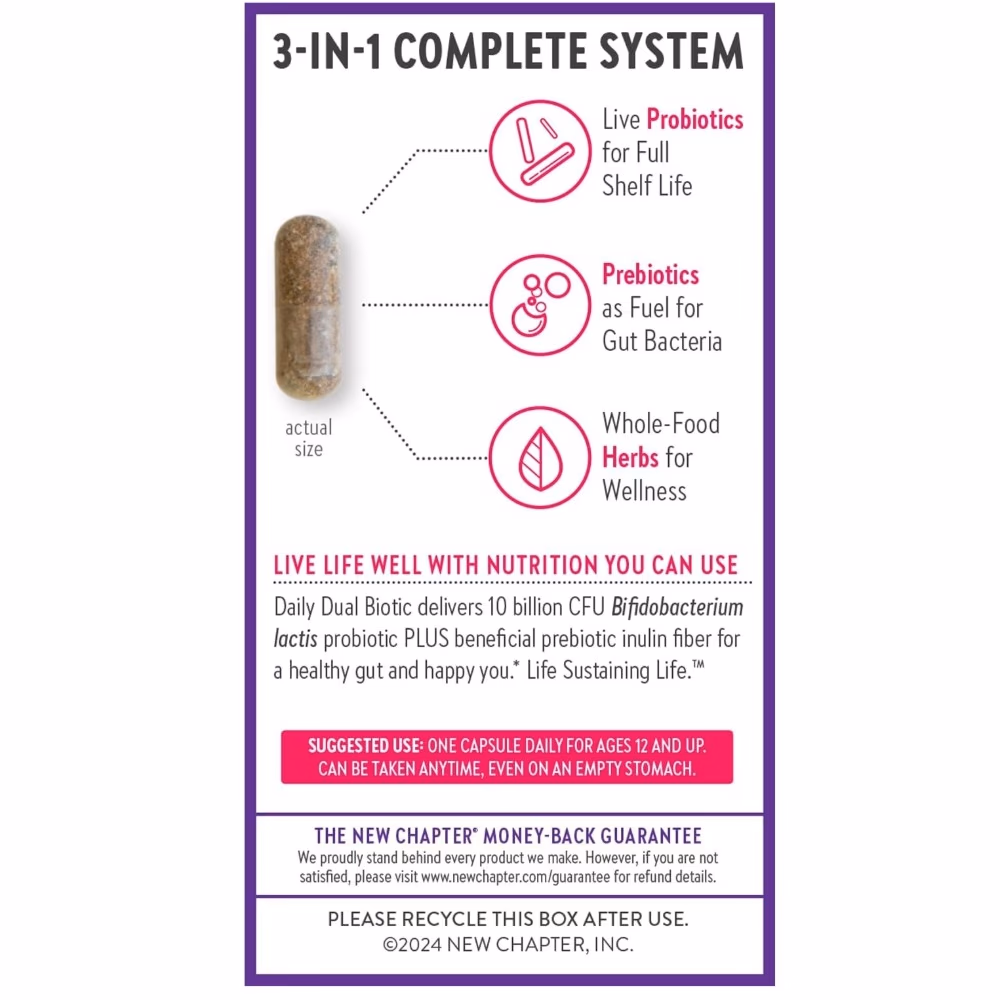 New Chapter Daily Dual Biotic Pro + Prebiotic 60 Capsules 3