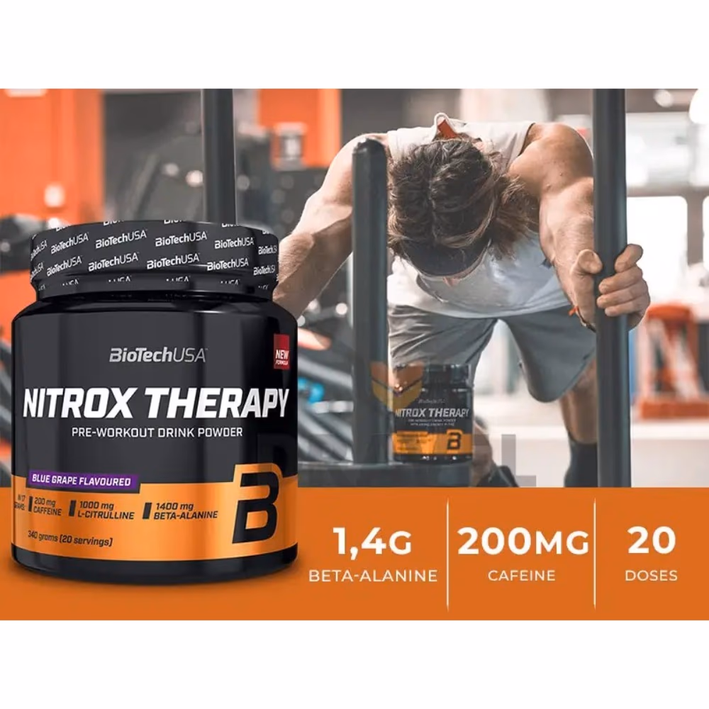 BioTechUSA Nitrox Therapy Grape 340g: Pre-Workout Formula for Pump, Focus & Performance 3