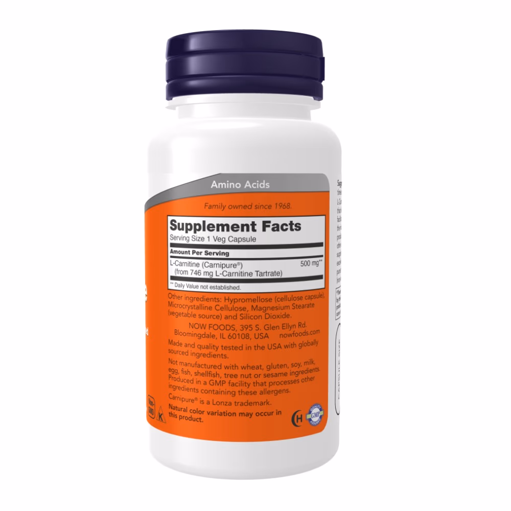 NOW L-Carnitine 500mg- 60 Vegetarian Capsules 2