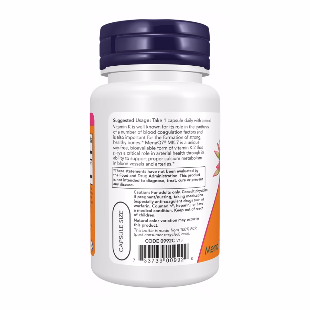 Now MK-7 Vitamin K2 100mcg 60 Capsules 3