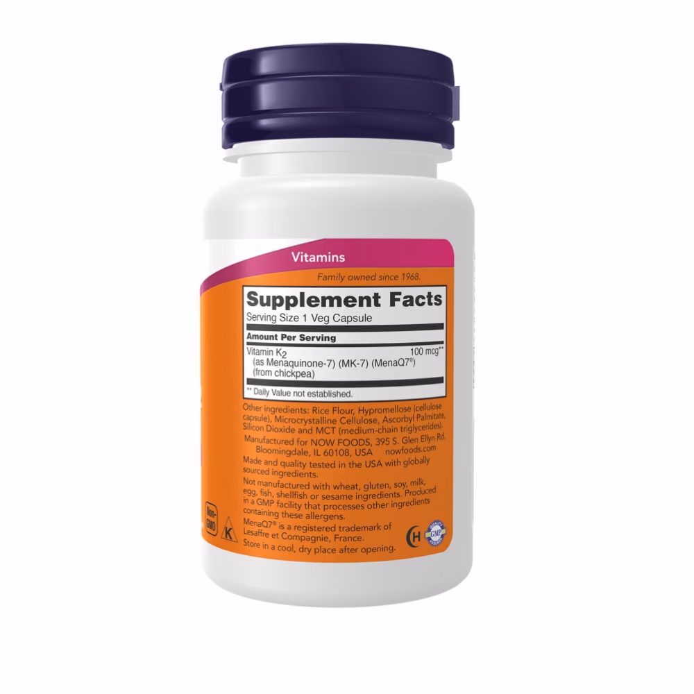 Now MK-7 Vitamin K2 100mcg 60 Capsules 2