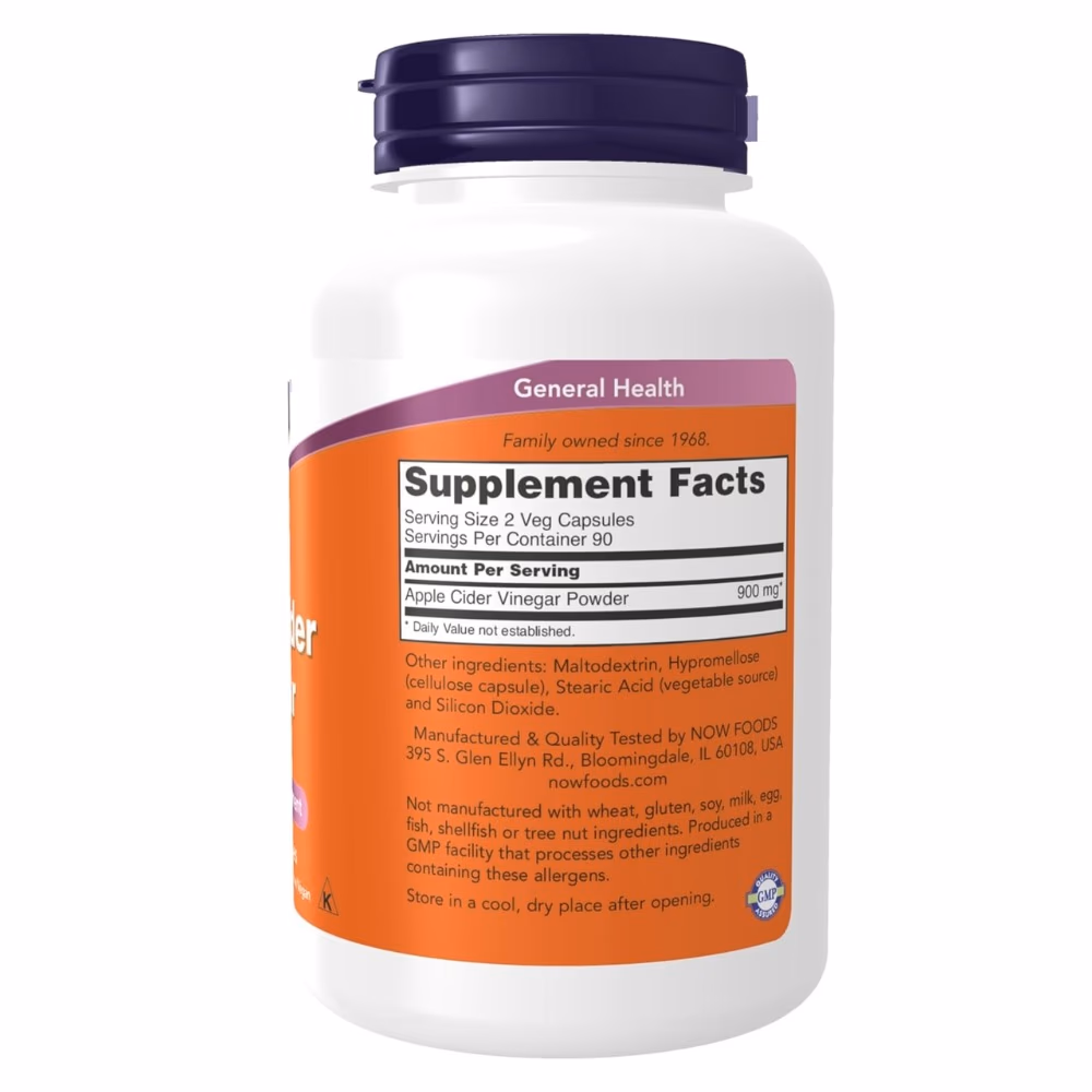 NOW Apple Cider Vinegar 450mg 180 Tabs 2
