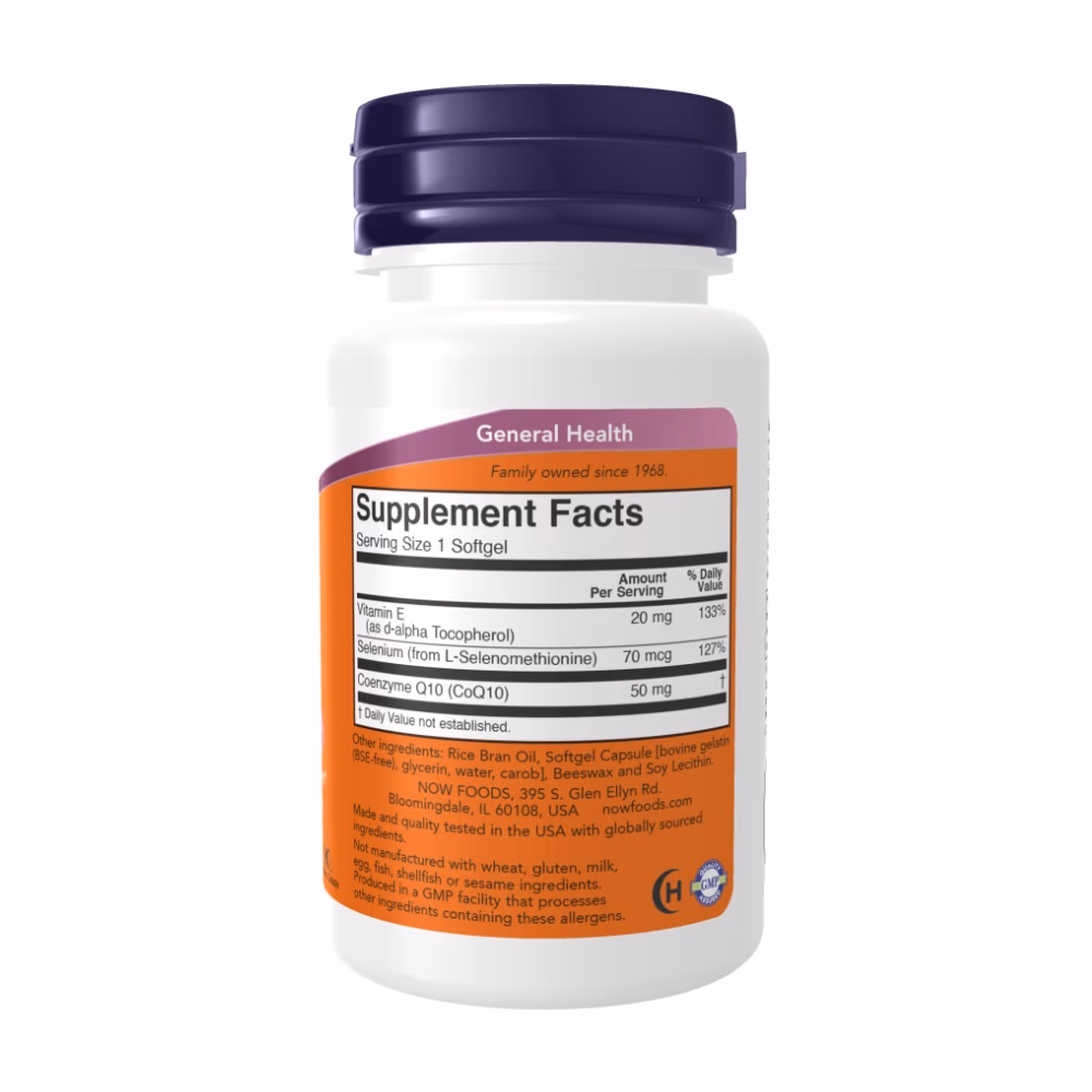 Now COQ 10 50MG with Vitamin E & Selenium 50 Softgels  3