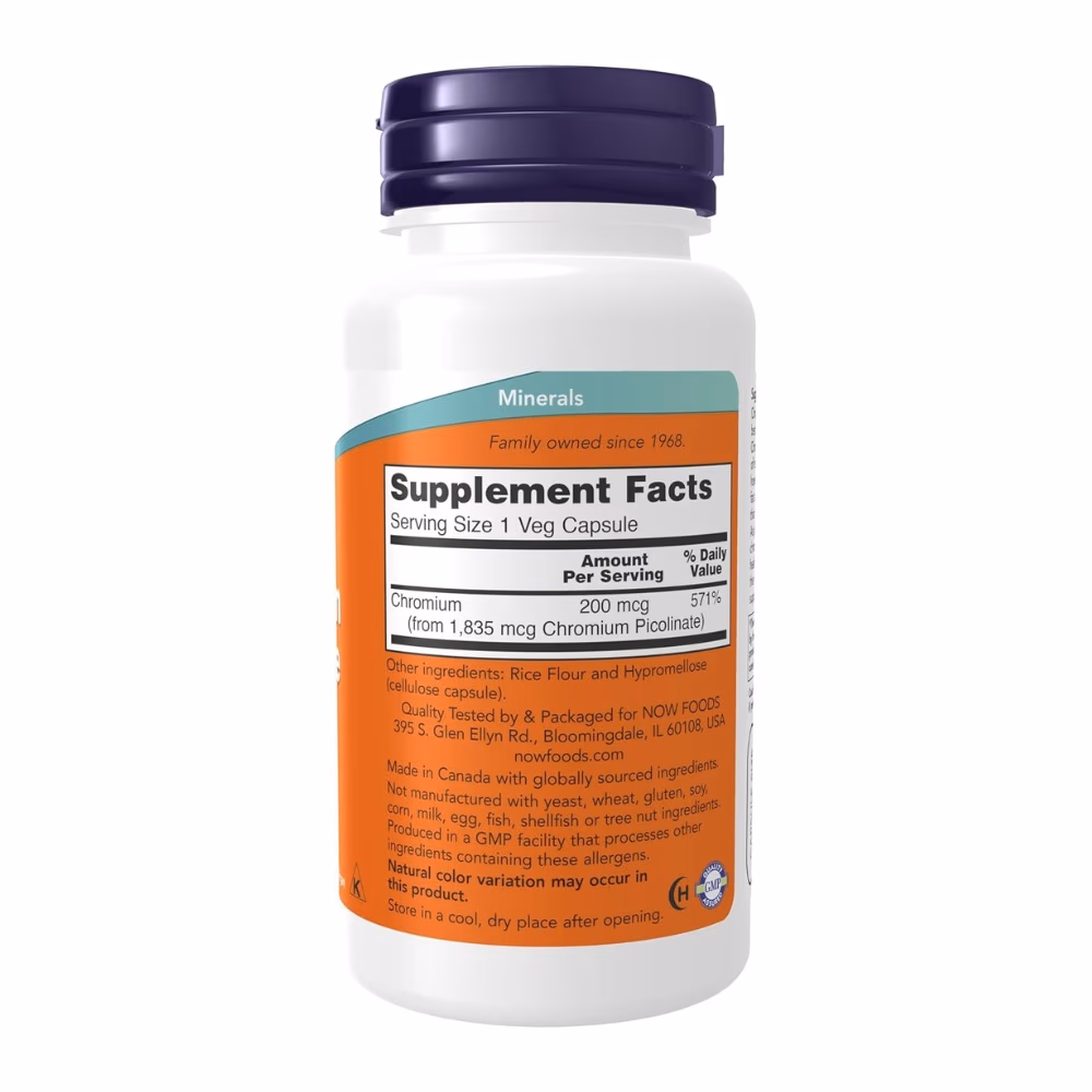 Now Chromium Picolinate 200mg 100 Veg Capsule 2