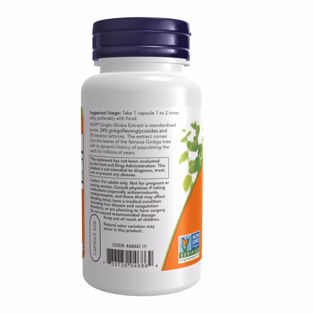 Now Ginkgo Biloba 60mg 60 Veg Capsules 3