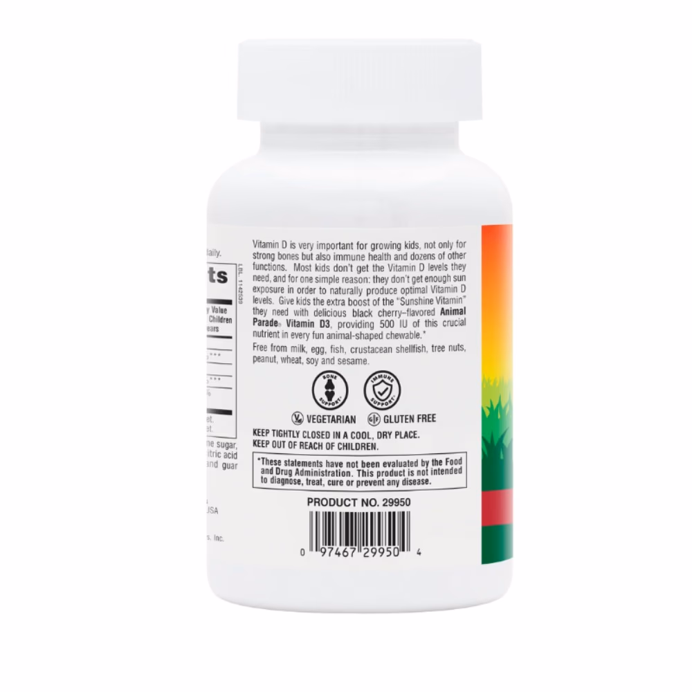 Natures Plus Animal Parade Vitamin D3 500IU 90 Tabs Black Cherry 2