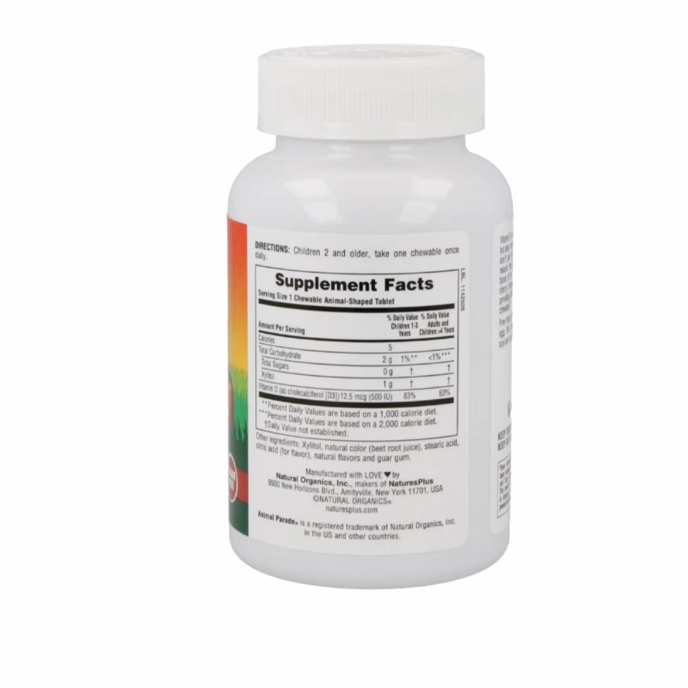 Natures Plus Animal Parade Vitamin D3 500IU SF 90 Tabs Black Cherry 2
