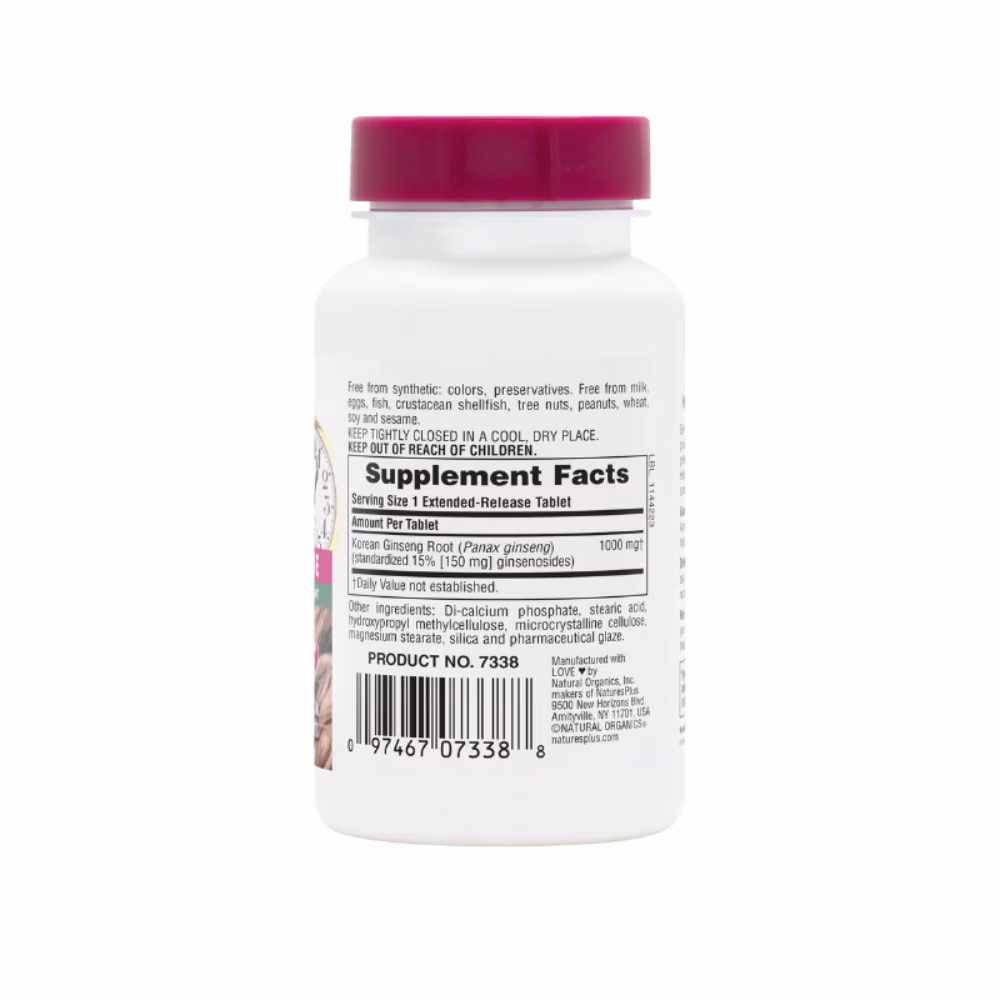 Nature's Plus Korean Ginseng 1000mg Ext Release 30 Tabs 2