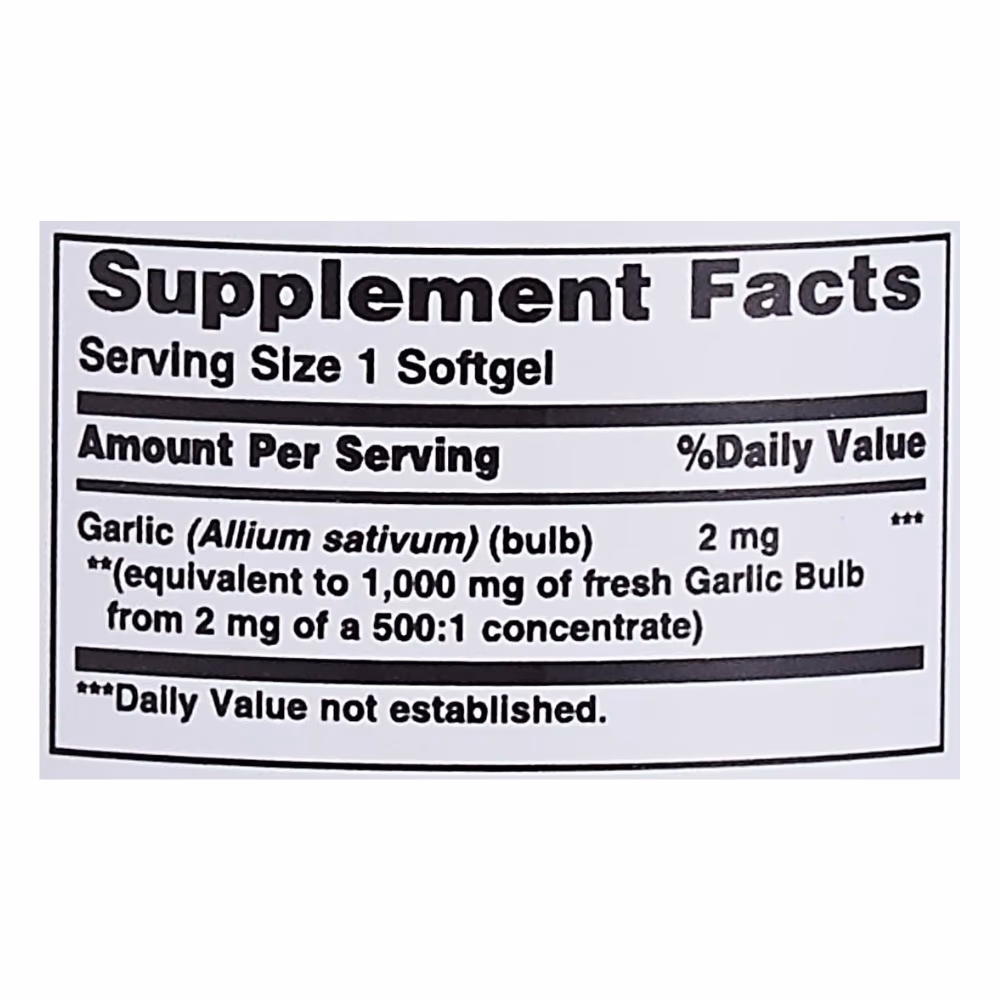 Nature’s Bounty Garlic Oil 1000mg 100 Softgels 3