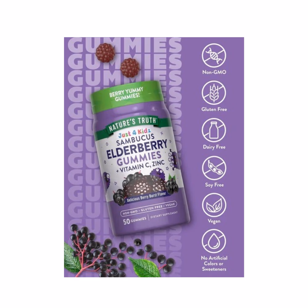 Nature's Truth Kids Sambucus Elderberry Berry Gummies 50s 2