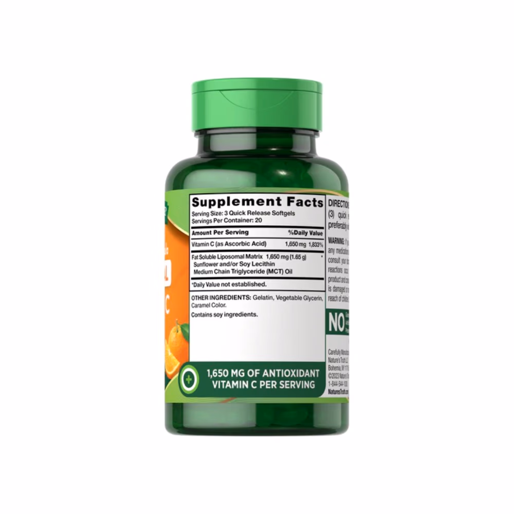 Nature's Truth Liposomal Vitamin C 1650mg Soft Gels 60s 3