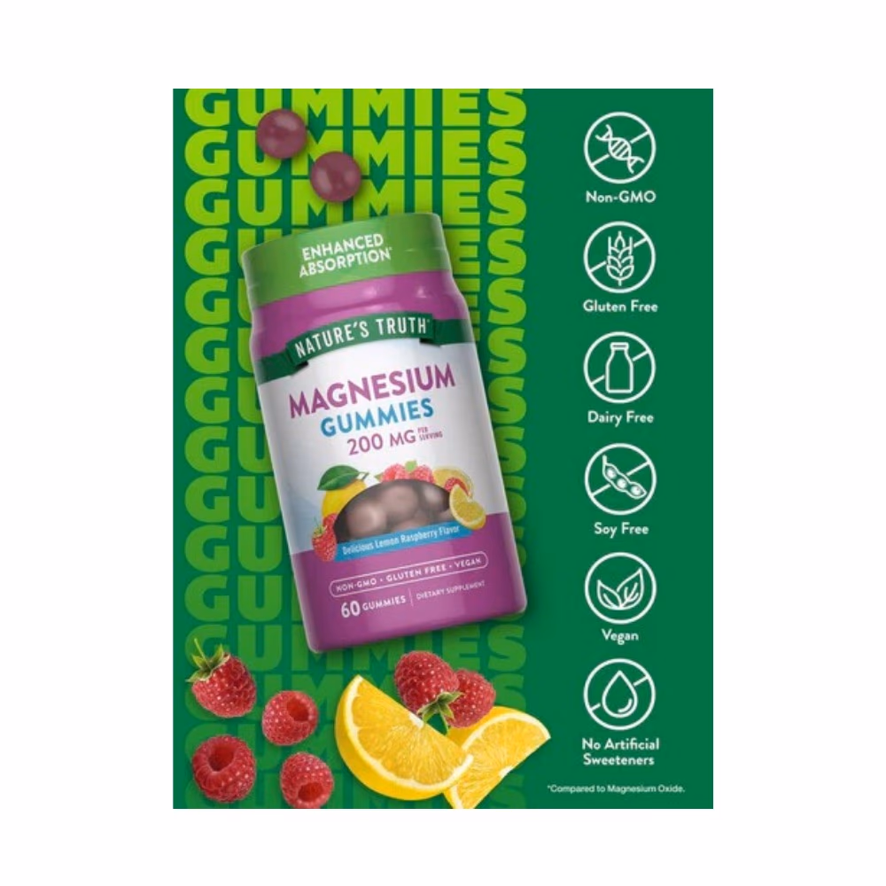 Nature's Truth Magnesium 200mg Lemon Raspberry 60 Gummies 5