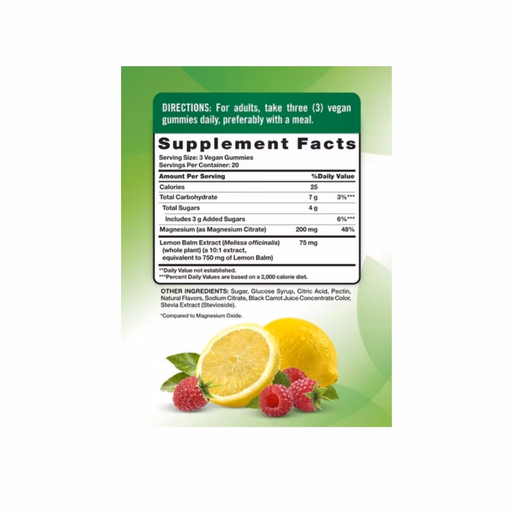 Nature's Truth Magnesium 200mg Lemon Raspberry 60 Gummies 4