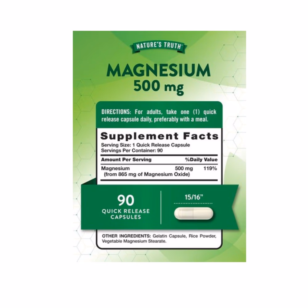 Nature's Truth Magnesium Oxide 500mg 90 Caps  4