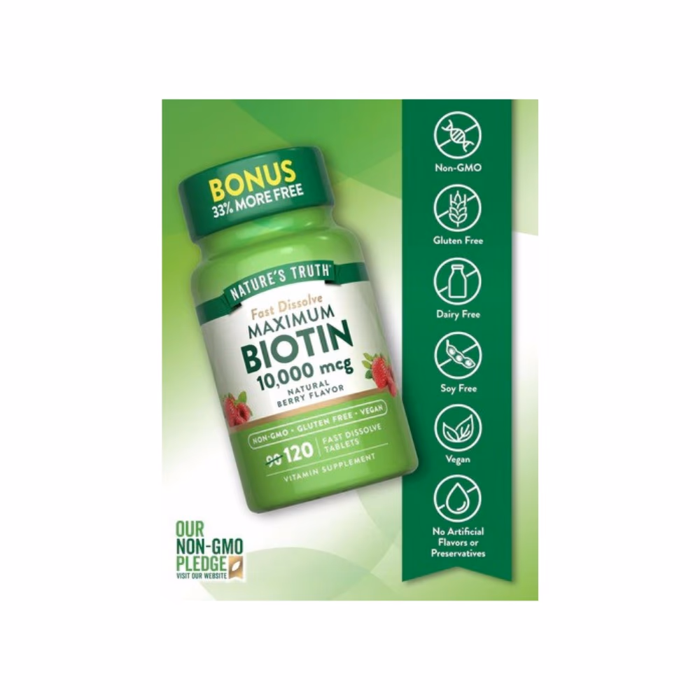 Nature's Truth Maximum Biotin 10,000mcg 120 Tabs 5