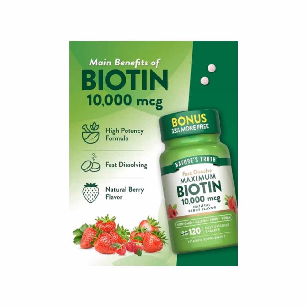 Nature's Truth Maximum Biotin 10,000mcg 120 Tabs 4