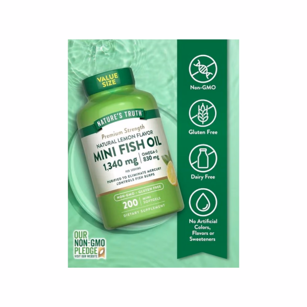 Nature's Truth Mini Fish Oil 1340mg Softgels 200s  4