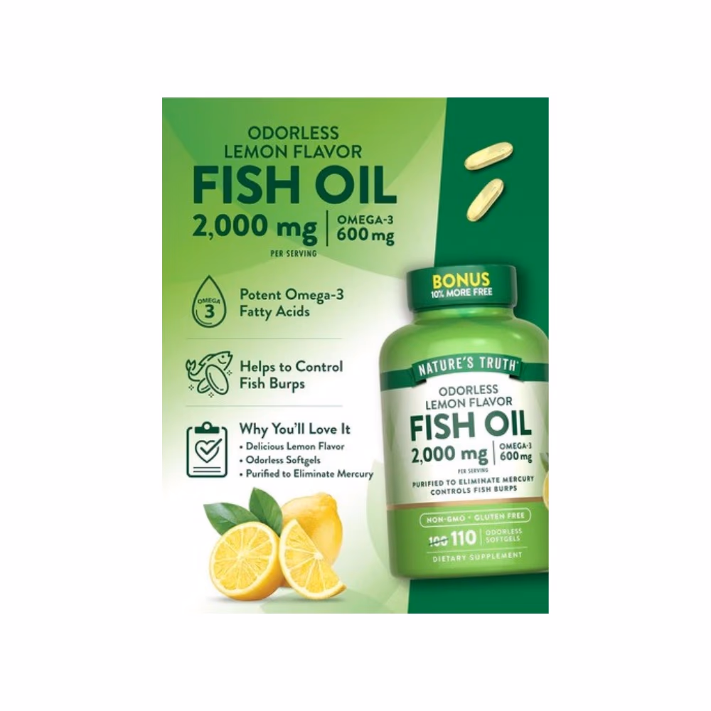 Nature's Truth Odorless Fish Oil 2400mg 90 Softgels  5
