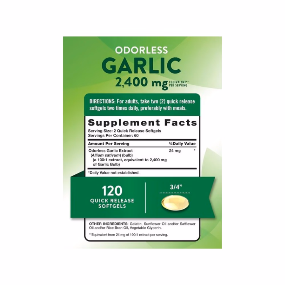 Nature's Truth Odorless Garlic 2400mg Softgels 120s 4