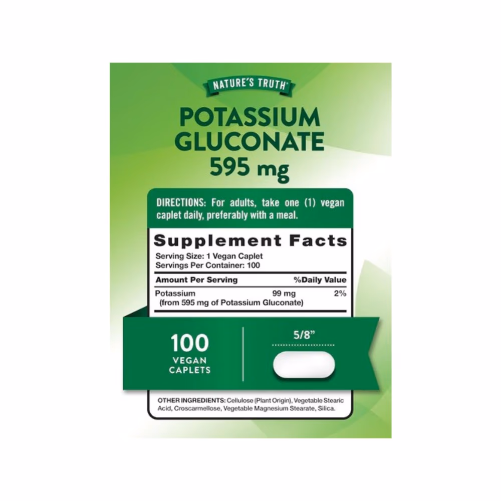 Nature's Truth Potassium Gluconate 595mg 100 Caps 3